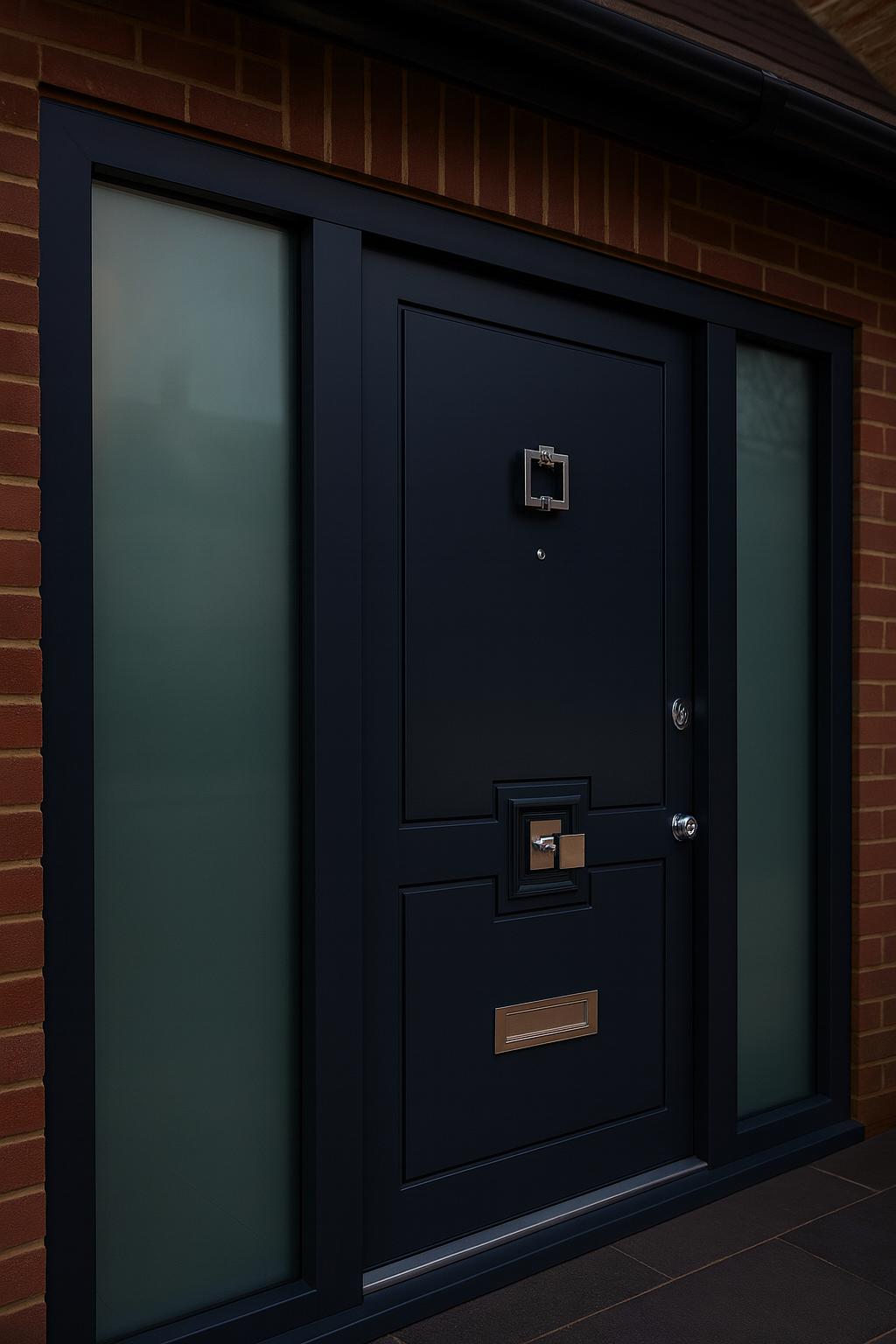 Navy contemporary with square knocker